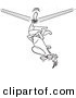Vector of a Cartoon Unbalanced Tight Rope Walker Stuck Upside down - Coloring Page Outline by Toonaday