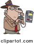 Vector of a Cartoon Undercover Detective Talking Secretively on a Telephone by Toonaday