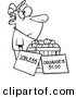 Vector of a Cartoon Unemployed Man Trying to Sell Oranges - Outlined Coloring Page by Toonaday