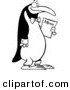 Vector of a Cartoon Waiter Penguin Holding a Menu - Coloring Page Outline by Toonaday