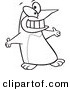 Vector of a Cartoon Welcoming Penguin - Coloring Page Outline by Toonaday
