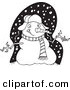 Vector of a Cartoon Welcoming Snowman - Coloring Page Outline by Toonaday