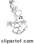 Vector of a Cartoon Whistling Guy Strolling - Coloring Page Outline by Toonaday