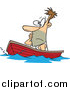 Vector of a Cartoon White Man Drifting in a Boat by Toonaday