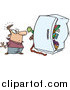 Vector of a Cartoon White Man Standing Before a Packed Refrigerator by Toonaday