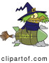 Vector of a Cartoon Witch Riding Rocket Styled Broomstick by Toonaday