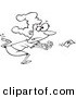 Vector of a Cartoon Woman Chasing Money - Outlined Coloring Page by Toonaday