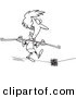 Vector of a Cartoon Woman Coming Across a Dilemma on a Tight Rope - Outlined Coloring Page by Toonaday