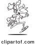 Vector of a Cartoon Woman Listening to Music and Running - Outlined Coloring Page by Toonaday