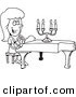 Vector of a Cartoon Woman Playing a Piano - Outlined Coloring Page by Toonaday
