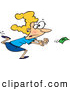 Vector of a Cartoon Woman Running After Money in the Wind by Toonaday