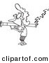 Vector of a Cartoon Woman Scorned Shooting a Bazooka - Outlined Coloring Page by Toonaday
