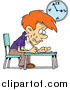 Vector of a Cartoon Worried School Boy Taking an Exam by Toonaday
