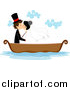 Vector of a Caucasian Bride and Groom Kissing in a Boat by BNP Design Studio