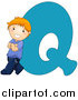 Vector of a Caucasian Kid Letter Q with a Little Boy by BNP Design Studio