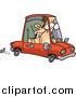 Vector of a Caucasian Man Squished into a Tiny Compact Mini Car by Toonaday