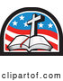 Vector of a Christian Cross and Open Bible in an American Flag Arch by Patrimonio