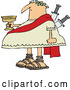 Vector of a Chubby Cartoon Julius Caesar Holding a Goblet, with Knives Stabbed in His Back by Djart