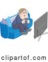 Vector of a Chubby Man Getting Excited While Watching Tv by Alex Bannykh