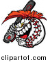 Vector of a Competitive Aggressive Batting Baseball Mascot with a Mohawk by Chromaco