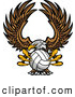 Vector of a Competitive Bald Eagle Mascot Flying with a Volleyball in Its Talons by Chromaco
