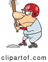 Vector of a Competitive Cartoon Baseball Player Batting at Home Base by Toonaday