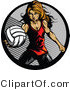 Vector of a Competitive Female Volleyball Player Serving the Ball by Chromaco