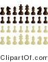 Vector of a Complete Set of Black and White Chess Pieces by Frisko