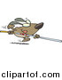 Vector of a Confident Goofy Dog Running with Pole Vault - Cartoon Style by Toonaday