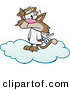 Vector of a Confused Cartoon Angel Cat Standing on a Heavenly Cloud by Toonaday
