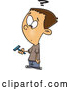 Vector of a Confused Cartoon Boy Holding a Facial Hair Razor for Shaving by Toonaday