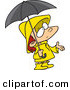 Vector of a Confused Cartoon Girl Wearing Rain Gear, Waiting for Stormy Weather by Toonaday
