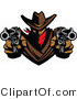 Vector of a Cowboy Outlaw Pointing Two Loaded Hand Guns by Chromaco