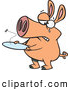 Vector of a Crying Cartoon Pig with an Empty Plate by Toonaday