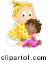 Vector of a Cute Blond White Baby Girl Hugging Her Doll by BNP Design Studio