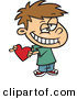 Vector of a Cute White Boy Holding a Red Valentine Love Heart While Grinning by Toonaday