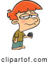 Vector of a Depressed Cartoon Boy Holding a Piece of Christmas Coal by Toonaday