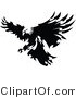Vector of a Eagle with Razor Sharp Feathers Targeting Prey on Land - Silhouette by Chromaco