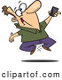 Vector of a Excited Cartoon Man Jumping up and down While Holding His Cell Phone by Toonaday