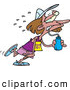 Vector of a Exhausted Cartoon Woman Running a Marathon While Drinking Water by Toonaday