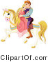 Vector of a Fairy Tale Prince Riding off with a Princess on a Horse by Pushkin