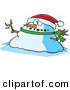 Vector of a Fat Cartoon Christmas Snowman Wearing a Santa Hat by Toonaday