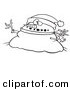 Vector of a Fat Cartoon Christmas Snowman Wearing a Santa Hat - Coloring Page Outline by Toonaday