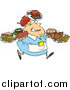 Vector of a Fat White Female Waitress Carrying Many Plates by Toonaday