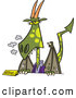 Vector of a Female Cartoon Dragon Standing Behind a Desk with a 'GROVEL!' Name Plate by Toonaday