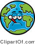 Vector of a Feverish Cartoon Earth with Thermometer in Mouth by Cory Thoman