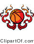 Vector of a Flaming Cartoon Basketball Design by Chromaco
