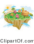 Vector of a Floating Island with Painted Easter Eggs by BNP Design Studio