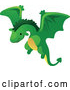Vector of a Flying Cartoon Green Dragon by BNP Design Studio
