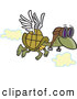 Vector of a Flying Cartoon Turtle Wearing Pilot Goggles and a Set of Wings Attached to His Shell by Toonaday